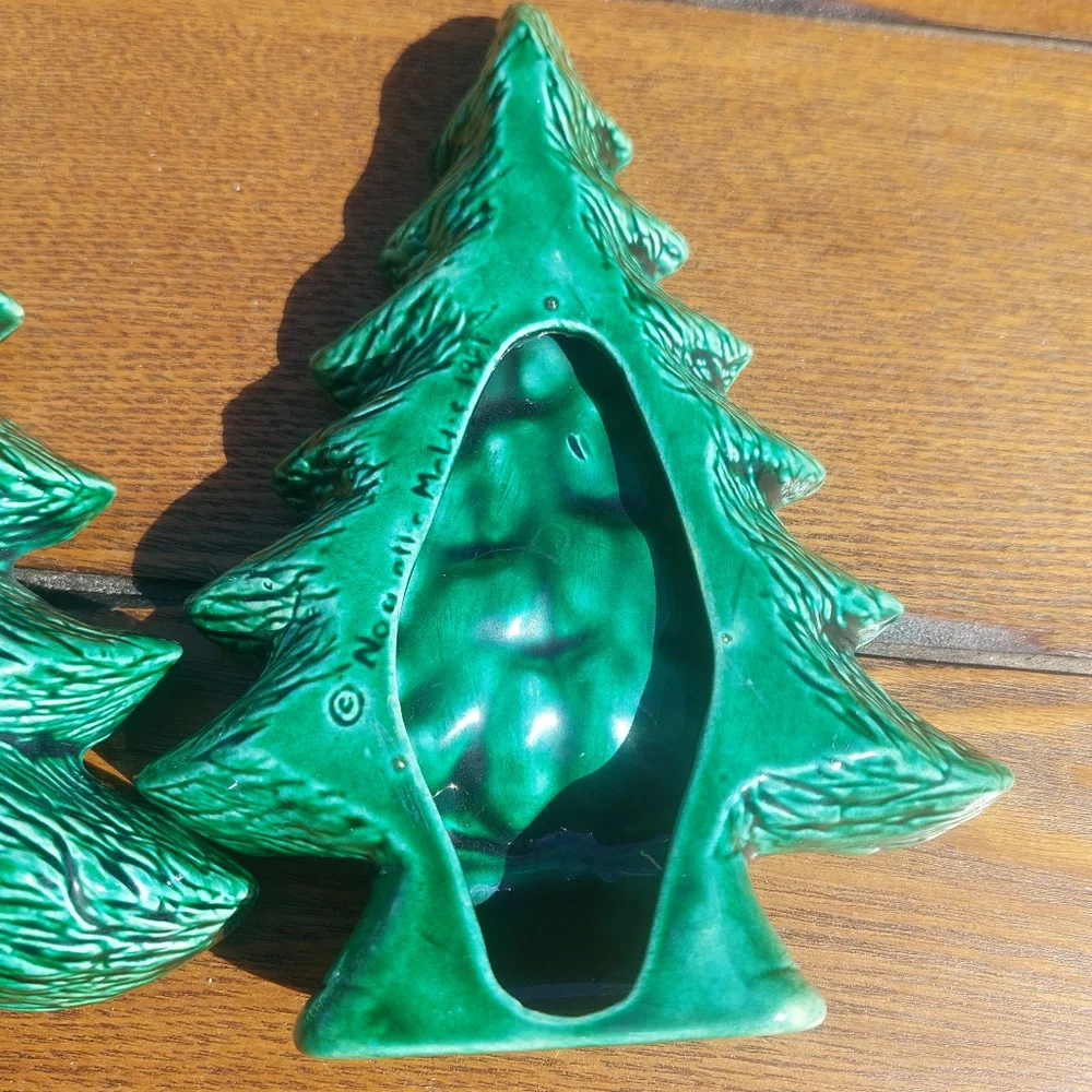Vintage Nowells Molds Christmas Tree Candy Dishes Trinket Tray Display '81
